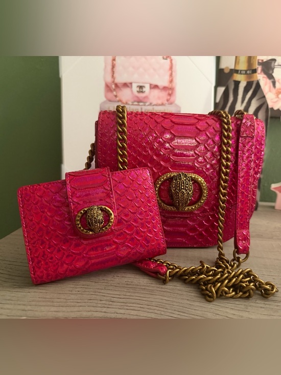Kurt Geiger Handbags - Kurt Geiger Hot Pink Snake-Embossed Crossbody & Wallet NWOT